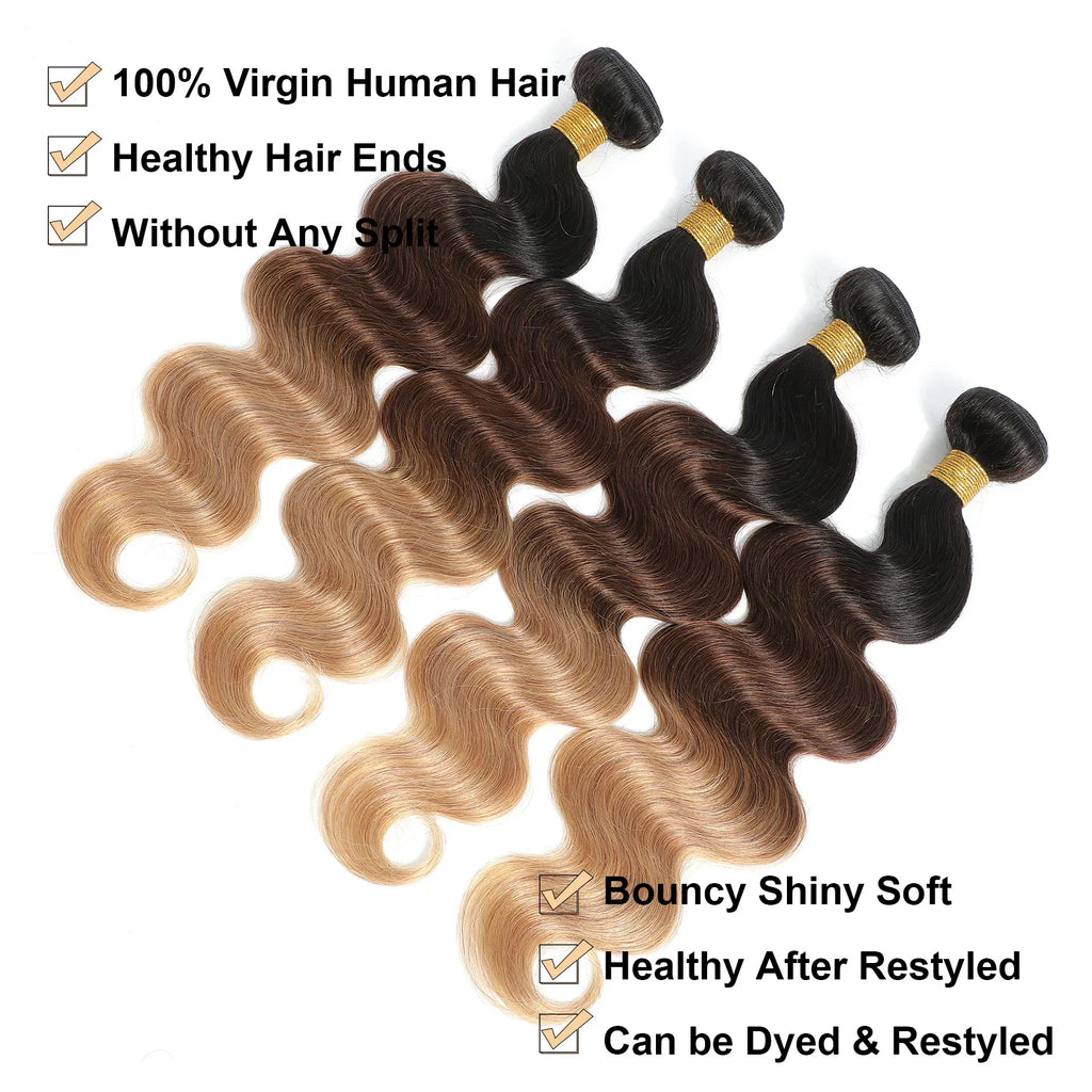 Luxury Brazilian Body Wave Bundles + Closure (100% Human Hair)